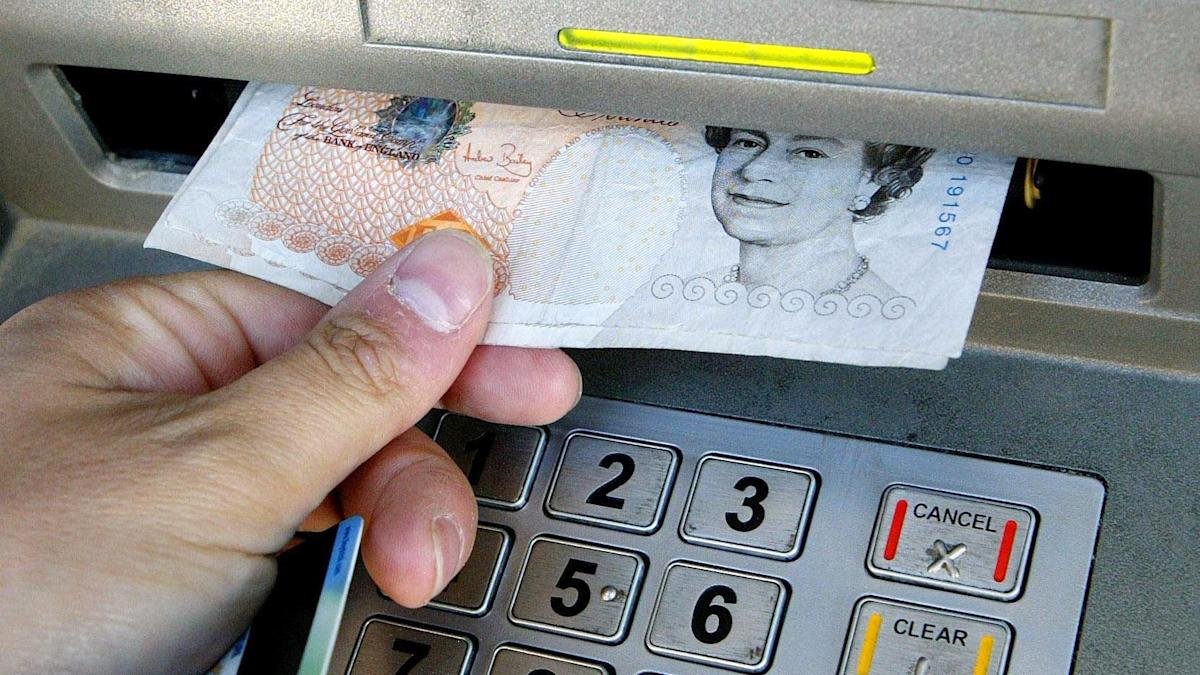UK cash machine with link atm network logo