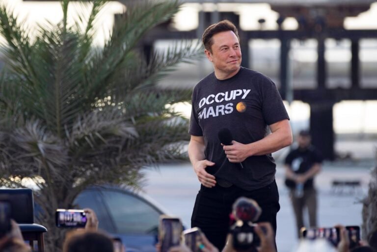 Tesla CEO Elon Musk speaking at event