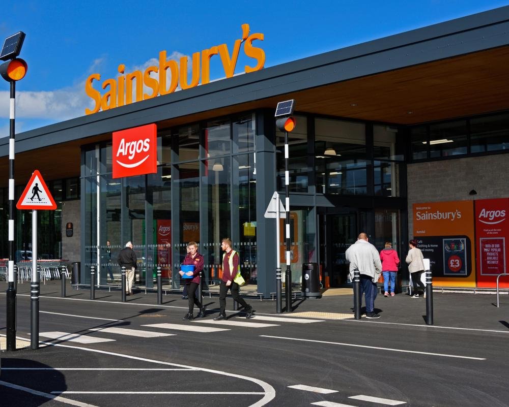 Sainsbury's store front with Argos sign